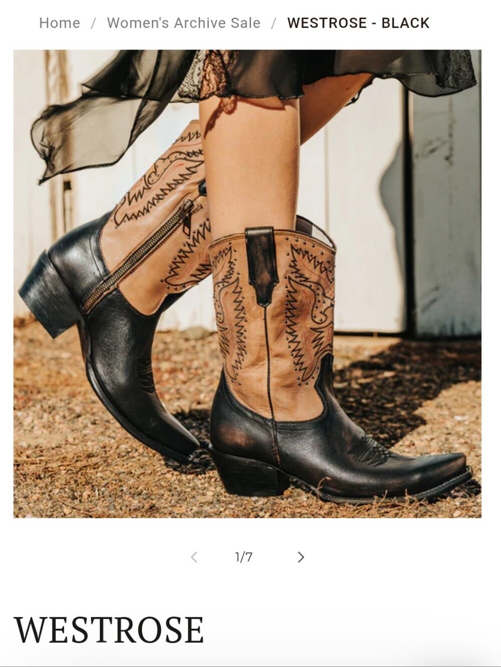 freebird Two-Tone Black & Tan Western Zip Boots - Picture 9 of 10